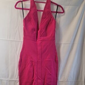 Elegant Pink Halter Dress Bebe